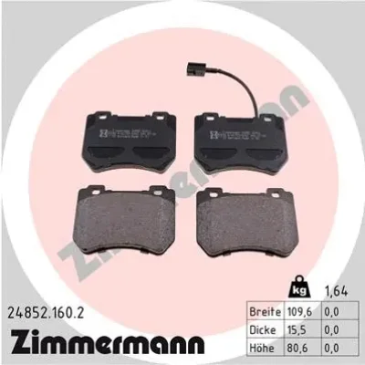 Комплект тормозных колодок, дисковый тормоз ZIMMERMANN 24852.160.2