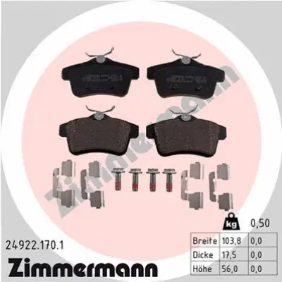 24922.170.1 ZIMMERMANN Комплект тормозных колодок, дисковый тормоз