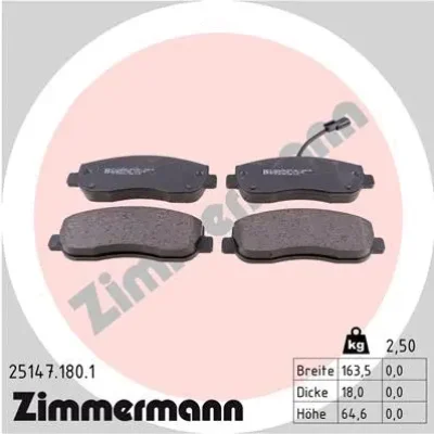 25147.180.1 ZIMMERMANN Комплект тормозных колодок, дисковый тормоз