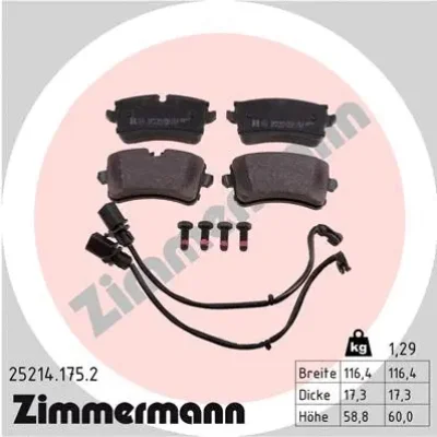 25214.175.2 ZIMMERMANN Комплект тормозных колодок, дисковый тормоз