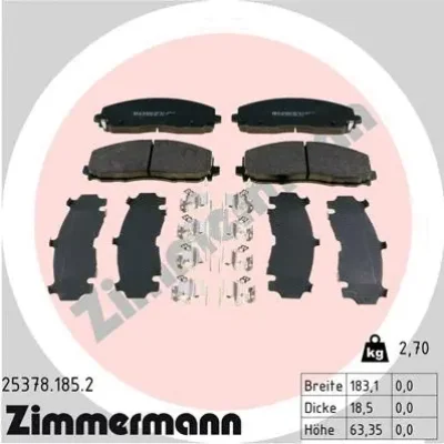 Комплект тормозных колодок, дисковый тормоз ZIMMERMANN 25378.185.2