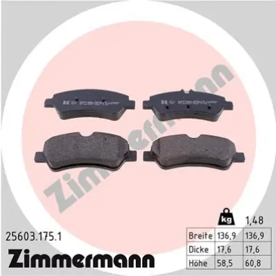 25603.175.1 ZIMMERMANN Комплект тормозных колодок, дисковый тормоз