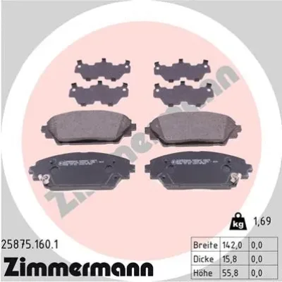 Комплект тормозных колодок, дисковый тормоз ZIMMERMANN 25875.160.1