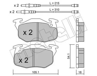 22-0037-4 METELLI Комплект тормозных колодок, дисковый тормоз