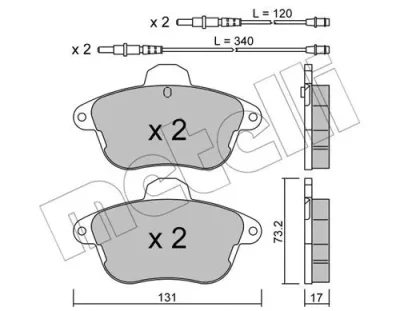 22-0184-1 METELLI Комплект тормозных колодок, дисковый тормоз