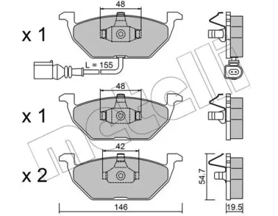 22-0211-2 METELLI Комплект тормозных колодок, дисковый тормоз
