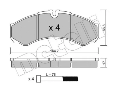 22-0212-3 METELLI Комплект тормозных колодок, дисковый тормоз