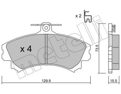 22-0216-0 METELLI Комплект тормозных колодок, дисковый тормоз