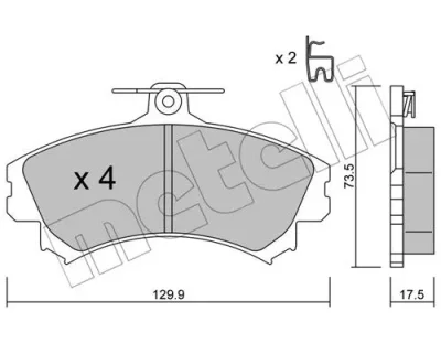 22-0216-1 METELLI Комплект тормозных колодок, дисковый тормоз