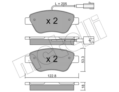 Комплект тормозных колодок, дисковый тормоз METELLI 22-0321-3