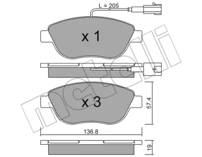 Комплект тормозных колодок, дисковый тормоз METELLI 22-0322-0