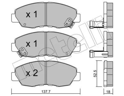 22-0384-0 METELLI Комплект тормозных колодок, дисковый тормоз