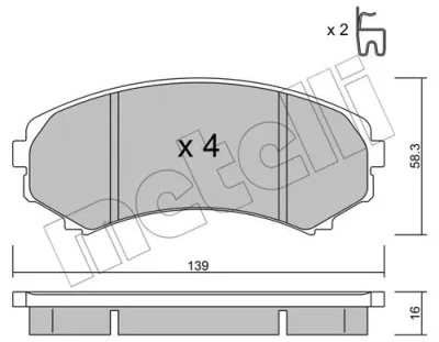 22-0399-0 METELLI Комплект тормозных колодок, дисковый тормоз