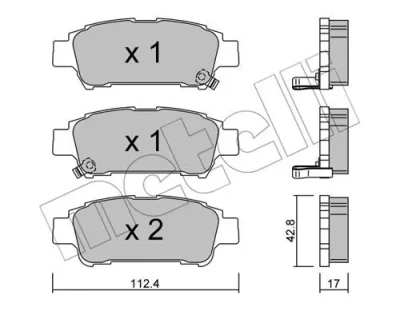 22-0428-0 METELLI Комплект тормозных колодок, дисковый тормоз