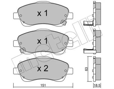 22-0450-0 METELLI Комплект тормозных колодок, дисковый тормоз