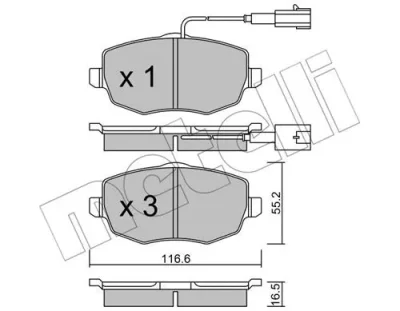 22-0528-1 METELLI Комплект тормозных колодок, дисковый тормоз