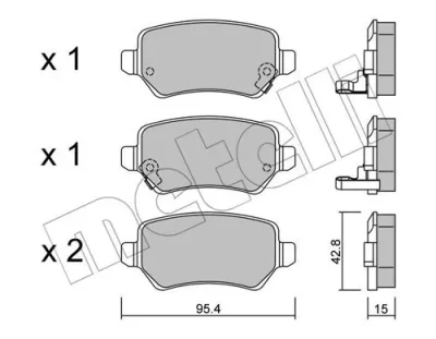 22-0542-0 METELLI Комплект тормозных колодок, дисковый тормоз