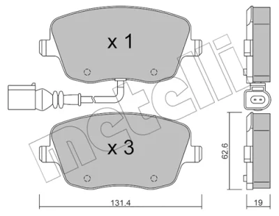 22-0547-1 METELLI Комплект тормозных колодок, дисковый тормоз