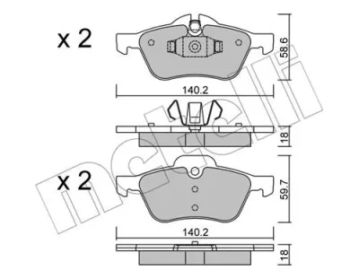 22-0555-0 METELLI Комплект тормозных колодок, дисковый тормоз