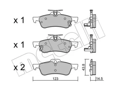 22-0556-1 METELLI Комплект тормозных колодок, дисковый тормоз