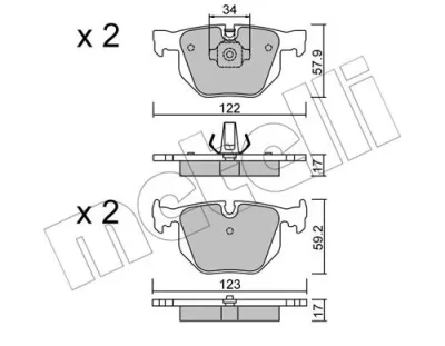 22-0561-0 METELLI Комплект тормозных колодок, дисковый тормоз