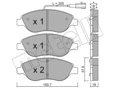 22-0577-0 METELLI Комплект тормозных колодок, дисковый тормоз