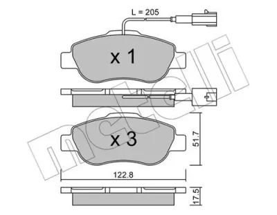 22-0638-1 METELLI Комплект тормозных колодок, дисковый тормоз