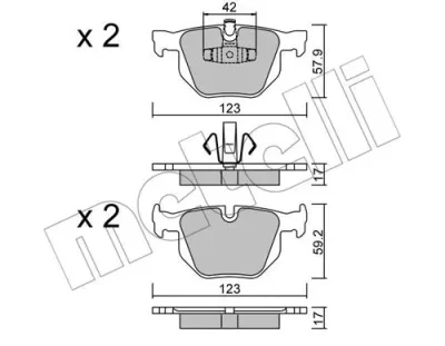22-0643-0 METELLI Комплект тормозных колодок, дисковый тормоз