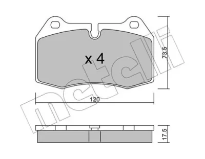 22-0645-0 METELLI Комплект тормозных колодок, дисковый тормоз