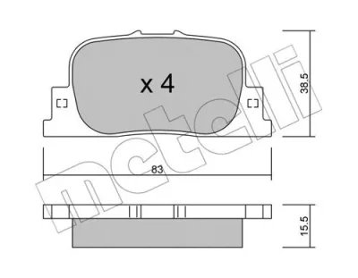 22-0752-0 METELLI Комплект тормозных колодок, дисковый тормоз