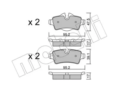 Комплект тормозных колодок, дисковый тормоз METELLI 22-0769-0