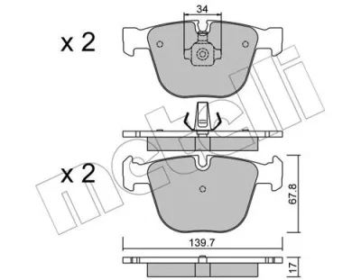 22-0773-0 METELLI Комплект тормозных колодок, дисковый тормоз