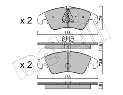 22-0775-4 METELLI Комплект тормозных колодок, дисковый тормоз