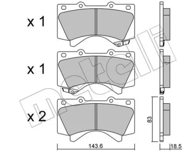 22-0821-0 METELLI Комплект тормозных колодок, дисковый тормоз