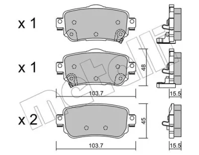 22-1011-0 METELLI Комплект тормозных колодок, дисковый тормоз
