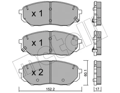 22-1096-0 METELLI Комплект тормозных колодок, дисковый тормоз