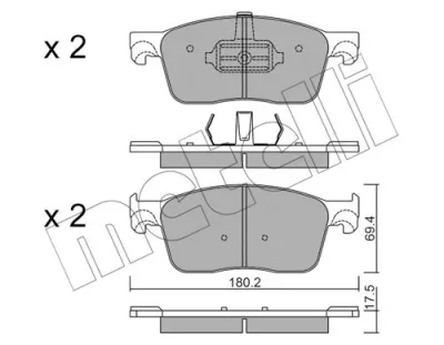 Комплект тормозных колодок, дисковый тормоз METELLI 22-1107-0