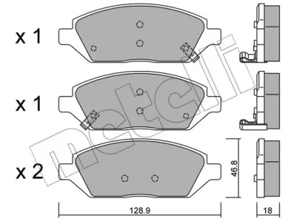 Комплект тормозных колодок, дисковый тормоз METELLI 22-1113-0