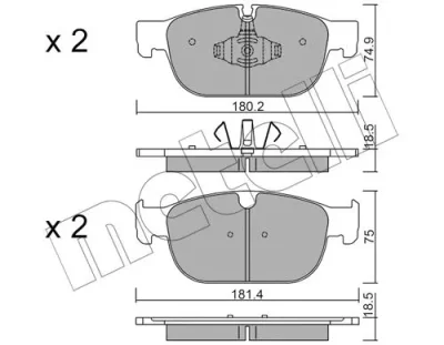 Комплект тормозных колодок, дисковый тормоз METELLI 22-1120-0