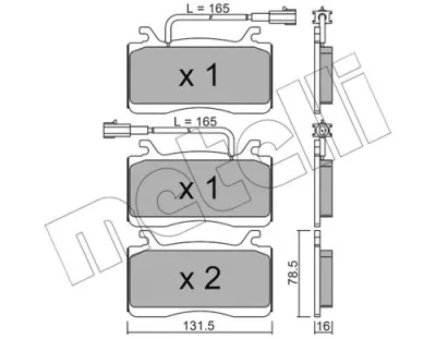 Комплект тормозных колодок, дисковый тормоз METELLI 22-1141-0