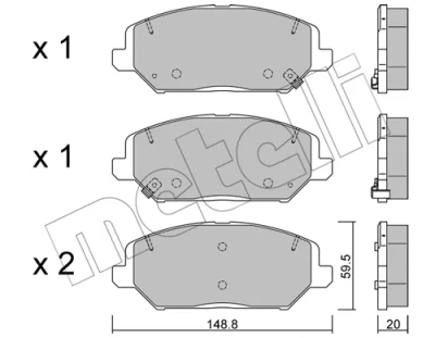 Комплект тормозных колодок, дисковый тормоз METELLI 22-1163-0