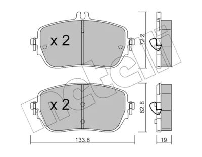 Комплект тормозных колодок, дисковый тормоз METELLI 22-1193-0