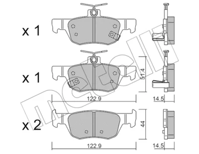 Комплект тормозных колодок, дисковый тормоз METELLI 22-1226-0