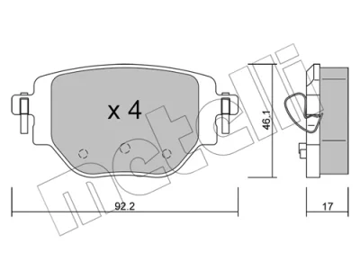 Комплект тормозных колодок, дисковый тормоз METELLI 22-1246-0