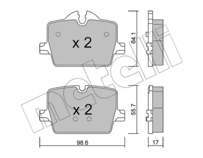 Комплект тормозных колодок, дисковый тормоз METELLI 22-1265-0