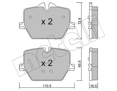 Комплект тормозных колодок, дисковый тормоз METELLI 22-1266-0