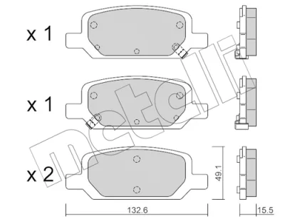 Комплект тормозных колодок, дисковый тормоз METELLI 22-1278-0