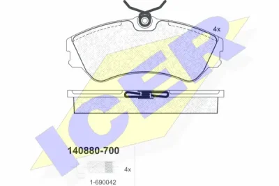 140880-700 ICER Комплект тормозных колодок, дисковый тормоз
