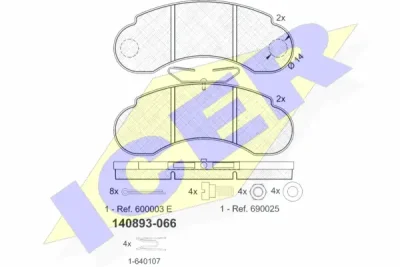 Комплект тормозных колодок, дисковый тормоз ICER 140893