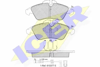 141104-203 ICER Комплект тормозных колодок, дисковый тормоз